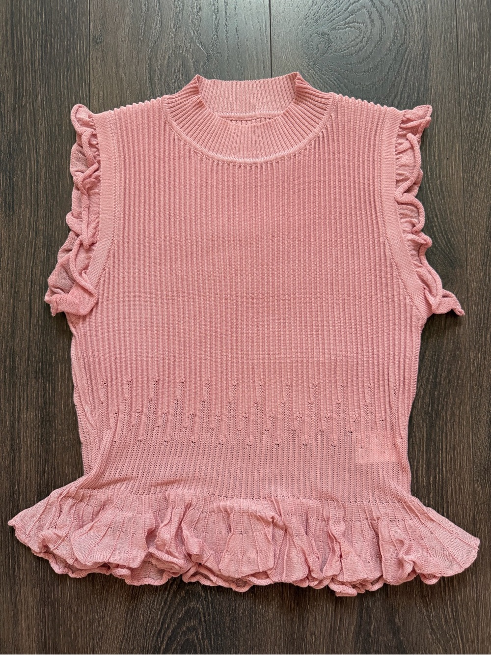Elegant Pink Ruffle Knit Set - Picture 2 of 4